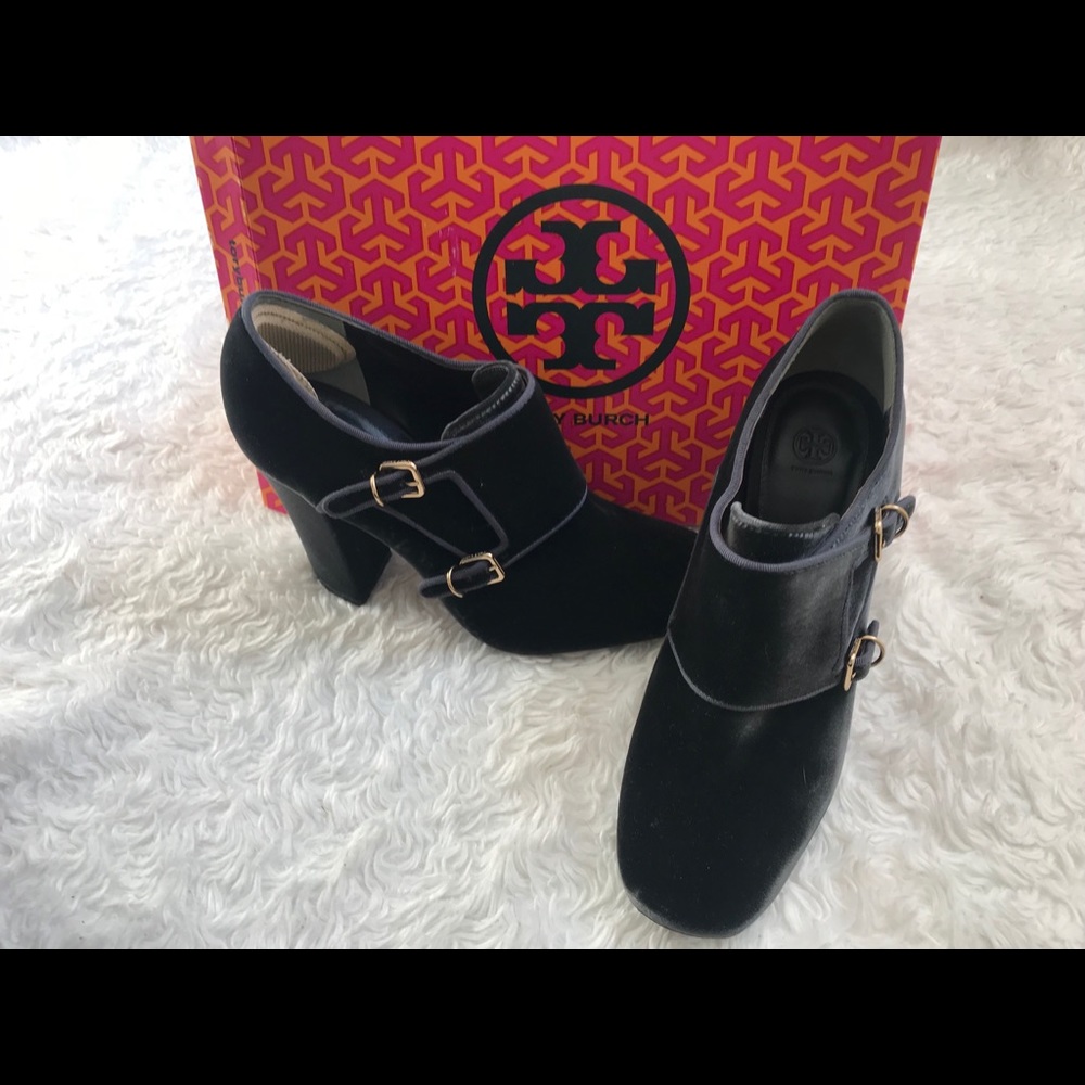 Tory Burch Velvet Navy Booties